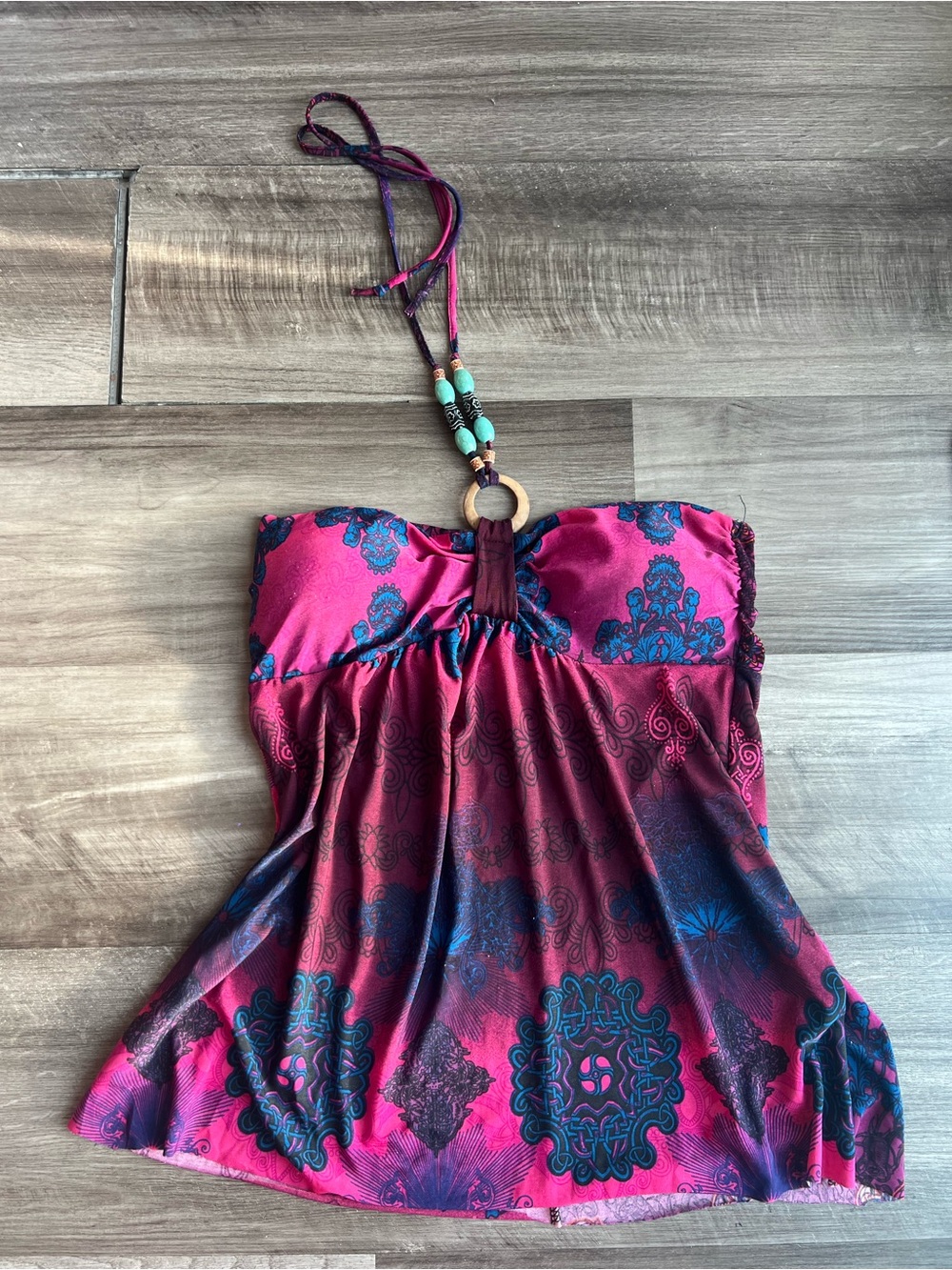 Desigual Pink & Teal Halter One-Piece Dress